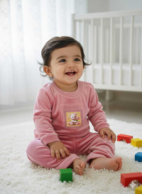 kanakya Baby Boys & Baby Girls Kung Fu Panda Casual Sweatshirt Trouser(BABY PINK)