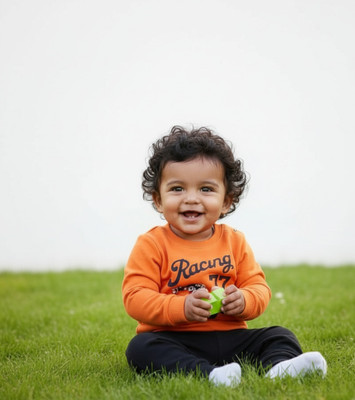 LAXIO Baby Boys & Baby Girls Casual Sweatshirt Track Pants(ORANGE & BLACK)