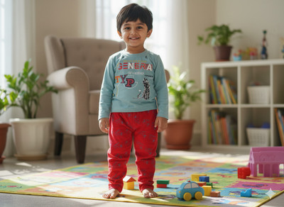 PARAACHHIYA FASHION Baby Boys & Baby Girls Casual T-shirt Pyjama(Blue And Red)