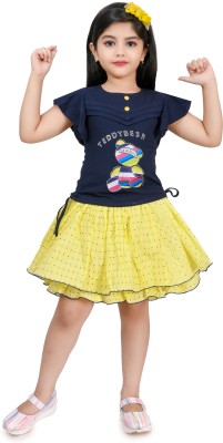 ms dresses Girls Party(Festive) Top Skirt(Multicolor)