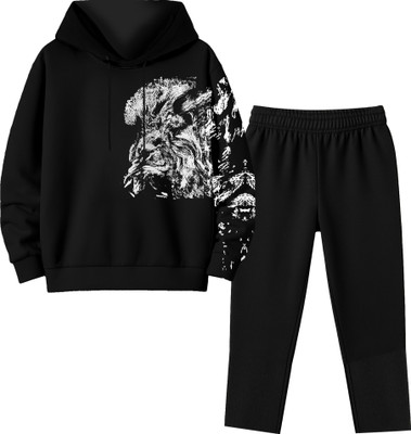 UNFLD Boys & Girls Casual Sweatshirt Pyjama(Black5)