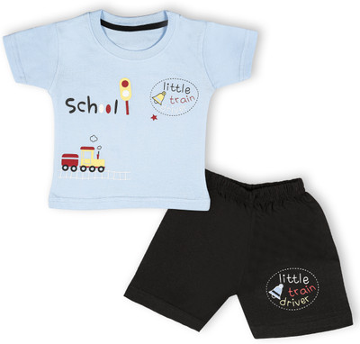 minipie Baby Boys & Baby Girls Casual T-shirt Pant(SKY)