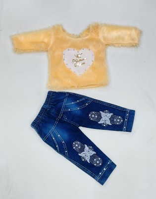 New Ekta Dresses Baby Girls Party(Festive) Top Pant(Yellow)