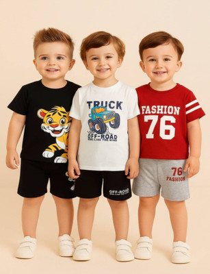 Cutevibe Baby Boys & Baby Girls Casual T-shirt Shorts(Multicolor)