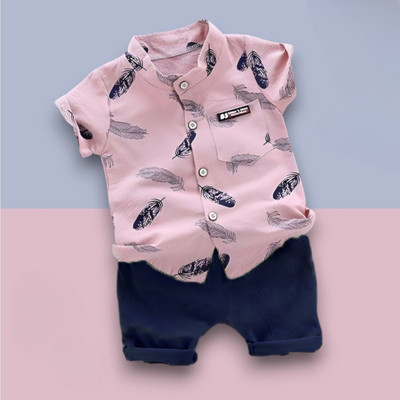 StyleDust Baby Boys & Baby Girls Casual Shirt Shorts(MORPANKH_PINK-BLUE)
