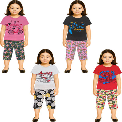NK TRENDZ Girls Casual Pyjama Pyjama(PK-BK-WH-RD)