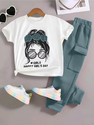 HouseOfCommon Girls Casual Top Pant(Grey)