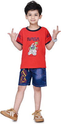 NIVARACREATION Baby Boys Casual T-shirt Shorts(Red)