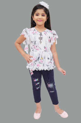 ROUNAK CREATION Girls Casual Capri Tunic(WHITE)