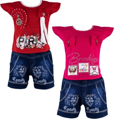 SARDARDRESSES Baby Girls Party(Festive) Top Pant(RED)