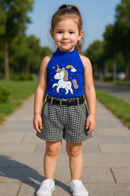 HouseOfCommon Baby Girls Party(Festive) Top Shorts(Blue)