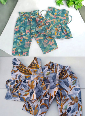 FCC Baby Girls Party(Festive) Top Pant(GREY, GREEN)