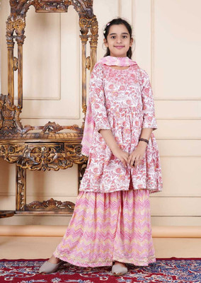 B.Tech Girls Casual Kurta Pant(Pink)