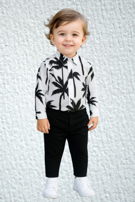 RIYANSHI Baby Boys Casual Shirt Pant(Black, White)