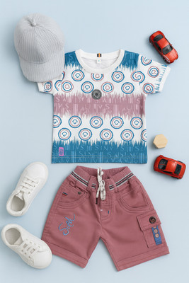 karnika Baby Boys Casual T-shirt Shorts(White)