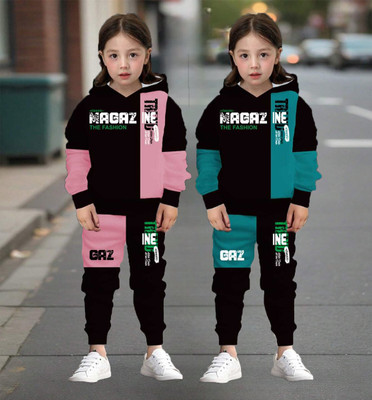 DRUZZEE Baby Boys & Baby Girls Casual T-shirt Track Pants(BABYPINK-RAMAR GREEN)