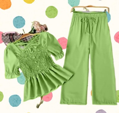 Brave One Girls Casual Pyjama Top, Pant(Light Green)