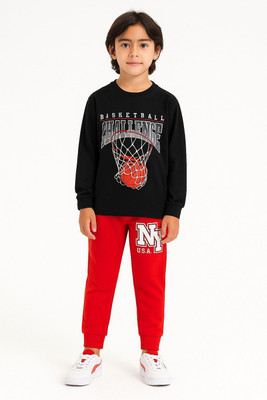 TinnyTrend Boys Casual T-shirt Track Pants(Multi103)