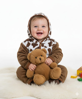 Winnie Bee Baby Boys & Baby Girls Casual Jacket Pant(Brown)