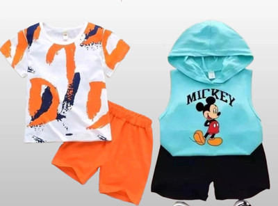 CALCUTTA FASHION Baby Boys & Baby Girls Mickey Casual T-shirt Shorts(Multicolor)