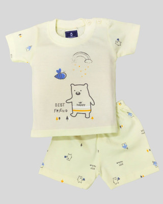 FASHION GRAB Baby Boys & Baby Girls Casual Top Shorts(Light Yellow)