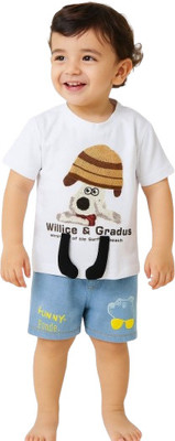 MiniMighty Baby Boys Casual T-shirt Shorts(WHITE)