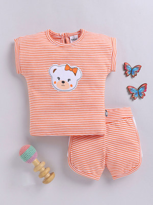 YK X Tinyo Girls Casual Top Shorts(Orange)