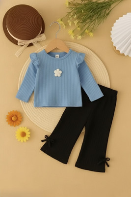SJGARMENTS Girls Party(Festive) Top Pant(Sky Blue & Black)