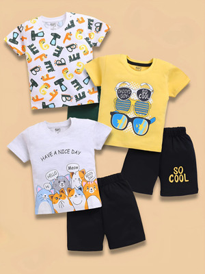 Blushh Berry Boys Casual T-shirt Shorts(Yellow, Green, Grey)