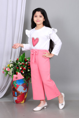 FashioNest POINT Girls Party(Festive) Top Pant(Pink)