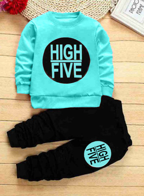 Cute N Tight Boys & Girls Casual T-shirt Pant(Light Blue)