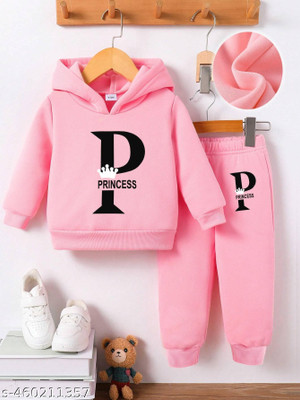 NOORCREATION Baby Boys & Baby Girls Party(Festive) Sweatshirt Sweatpant(Pink)