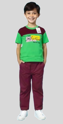 Aroma style Boys Casual T-shirt Pant(Green)