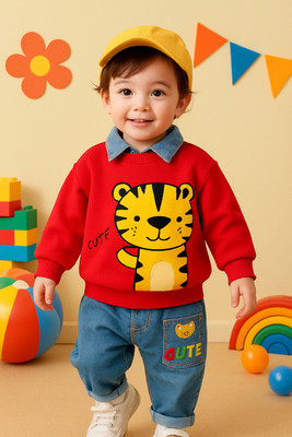 HAMPU Baby Boys & Baby Girls Casual Sweatshirt Jeans(RED)