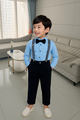 Bleckz Someck Boys Casual Shirt Pant(Blue)
