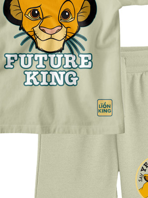 BonOrganik Boys Mickey Casual T-shirt Shorts(Olive Green)