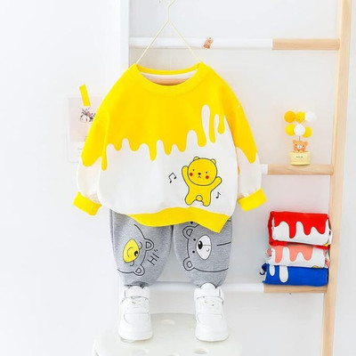 Googogaaga Baby Boys Casual Sweatshirt Trouser(Yellow)