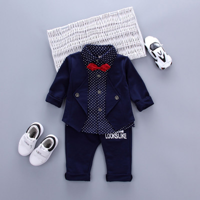 SATHVARO Baby Boys Casual Blazer, Shirt and Trouser Set(Blue Pack of 3)