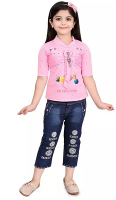 ALICE CLOTHING Girls Casual Top Capri(PINK)