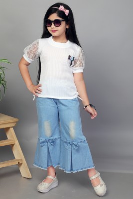 ALFIFASHION Girls Party(Festive) Top Jeans(BLUE)