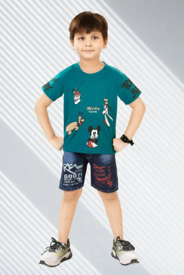 Worton Fashion Boys Casual T-shirt Shorts(103 BLUE MICKEY)