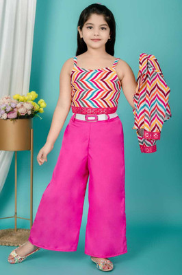 KIDDRESS Girls Disney Princess Party(Festive) Top Pant(PINK)