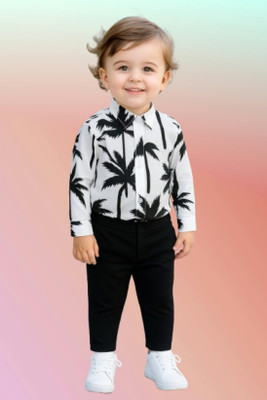 RIYANSHI Baby Boys Casual Shirt Pant(Black, White)