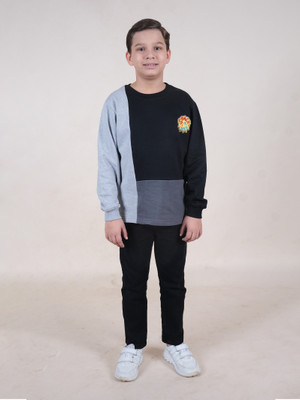 KiddoPanti Boys Casual Sweatshirt Jeans(Black)