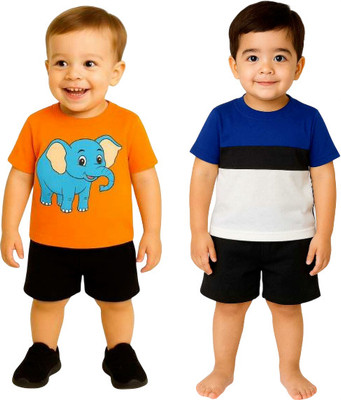 SEGRO Baby Boys & Baby Girls Casual T-shirt Shorts(ORANGE, ROYAL)