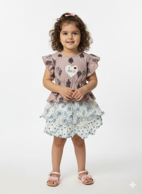 Girijesh Singh Baby Girls Casual Top Skirt(Grey)