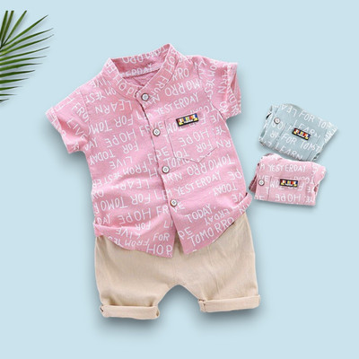 StyleDust Baby Boys & Baby Girls Casual Shirt Shorts(ALPHA_PINK_CHIKU)