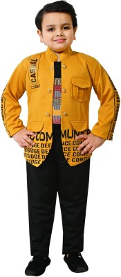 Arshia Fashions Boys Party(Festive) Jacket T-shirt, Pant(Yellow)