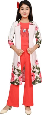 A.G FASHION Girls Casual Shrug Jumpsuit(Orange)