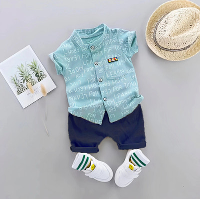 ULTRINA Baby Boys Casual Shirt Shorts(ALPHA-SKY-BLUE)
